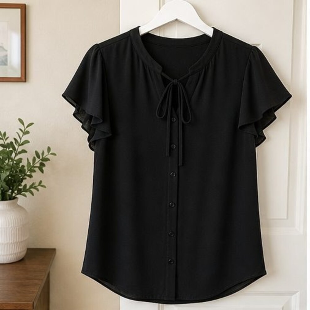 Black Pleated Blouse